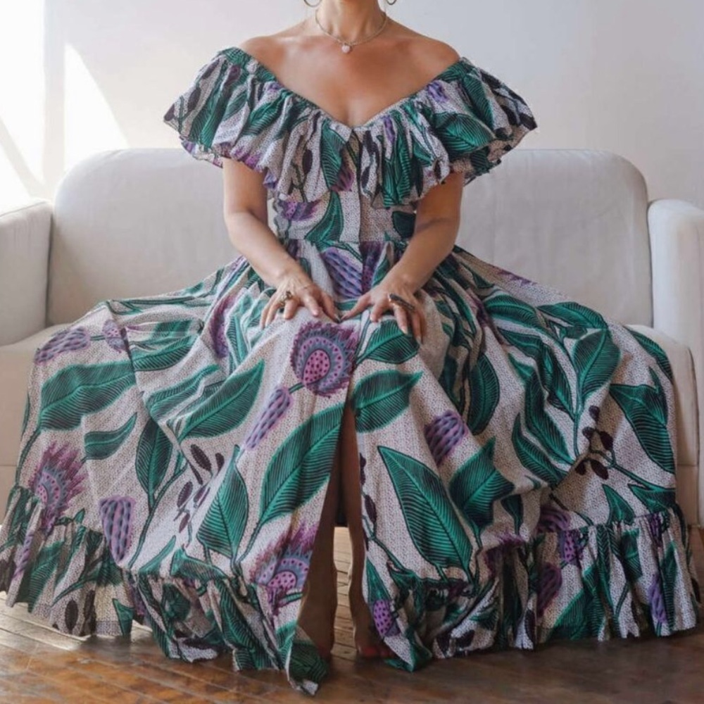 SIKA Off-The-Shoulder Printed Maxi Dress